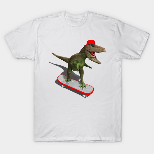 Skateboarding T-Rex T-Shirt by Packrat